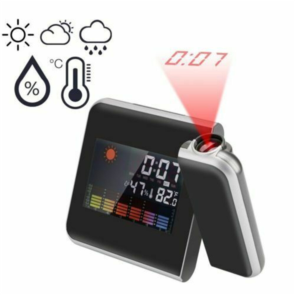 6 In 1 Creative Lcd Digital Projection Alarm Clock Thermometer Hygrometer Desktop Time Projector Led Back Light Nap Alarm