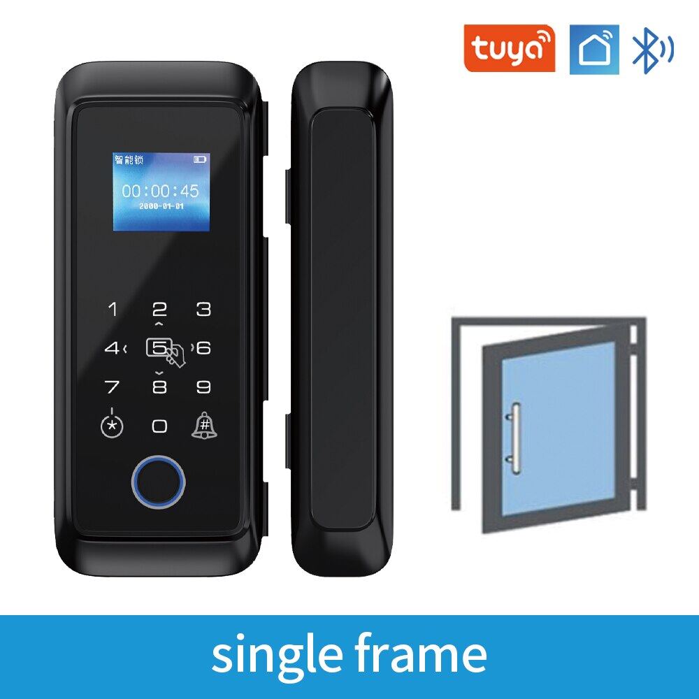 Tuya Bluetooth Double Hook Wooden Glass Door Fingerprint Lock Password