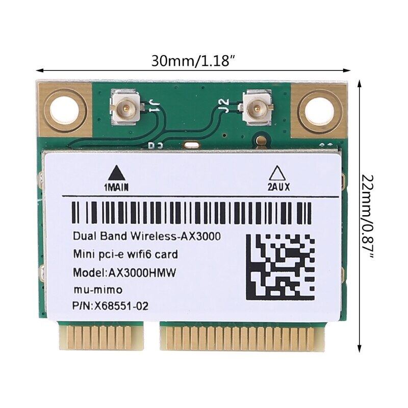 Bảng giá 2021 Mới 2974Mbps Wifi 6 Băng Tần Kép AX3000 Không Dây Nửa Mini PCI-E Mạng Wlan Thẻ Wifi Bluetooth 5.0 802.11Ax/Ac Phong Vũ