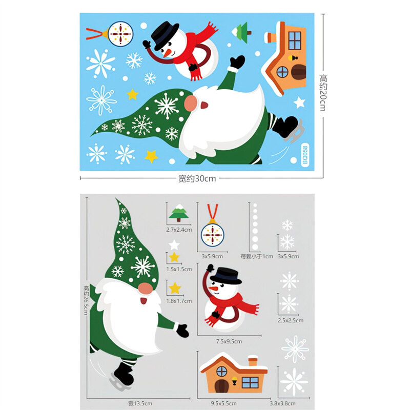 Christmas Santa Claus Glass Static Sticker Window Sticker Window Sticker Xmas Day Decoration