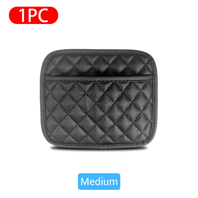 PU Leather Car Storage Pocket Universal Seat Back/Door/Center Console Adhesive Storage Bag For Small Stuff Stowing Tidying