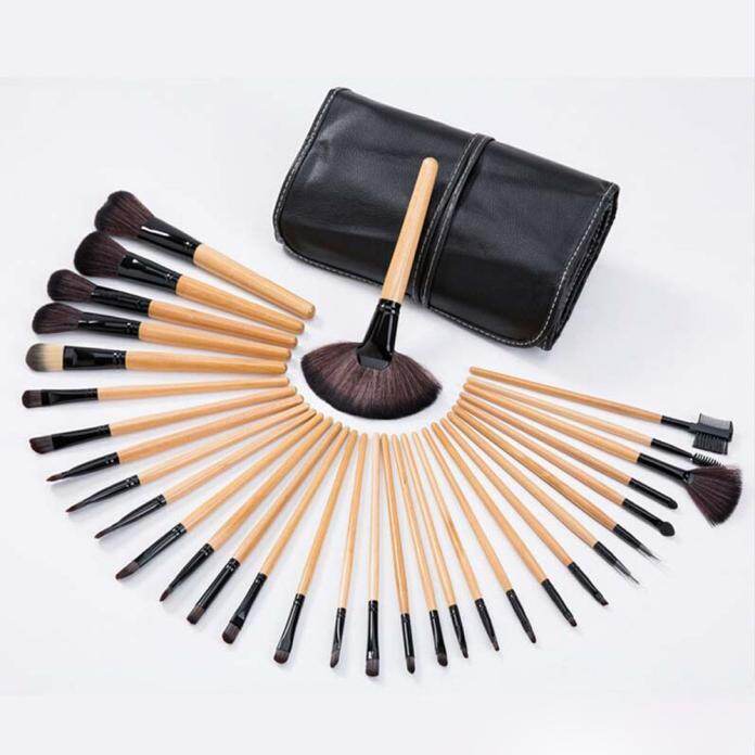 (BESTPICK)32pcs Professional Soft Cosmetic Eyebrow Shadow Makeup Brush Set Kit+Pouch Bag