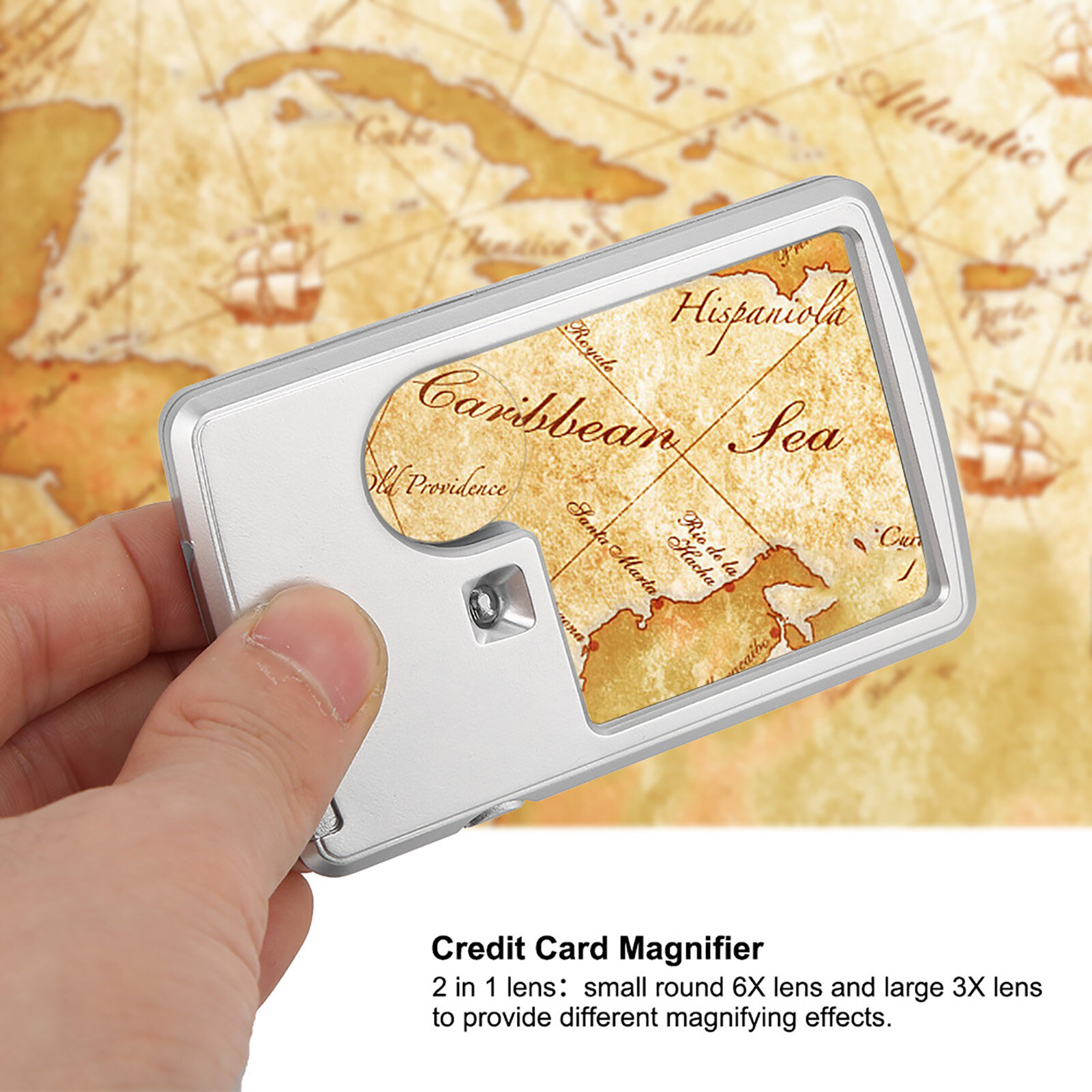Pocket Magnifier Credit Card Magnifier with LED Light Pocket Square Magnifier 3X 6X Lens with Leather Case