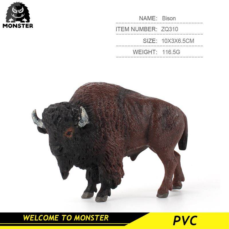 Monster Simulation Of Wild Animal Cattle Model American Bison Buffalo Cattle Creative Solid Mammal Cattle Decoration Animals Action Figures Figurine Pvc Miniature Collection Toys Action Figures Educational Kids Toy Toys For Boys Toys For Girls