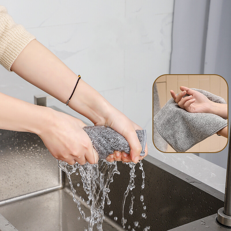 1/ 5 cái khăn lau treo nhà bếp hình vuông vải đĩa sợi microfiber siêu thấm khăn lau chất tẩy rửa nhà bếp khăn tay mềm Khăn lau bụi khăn tay phòng tắm