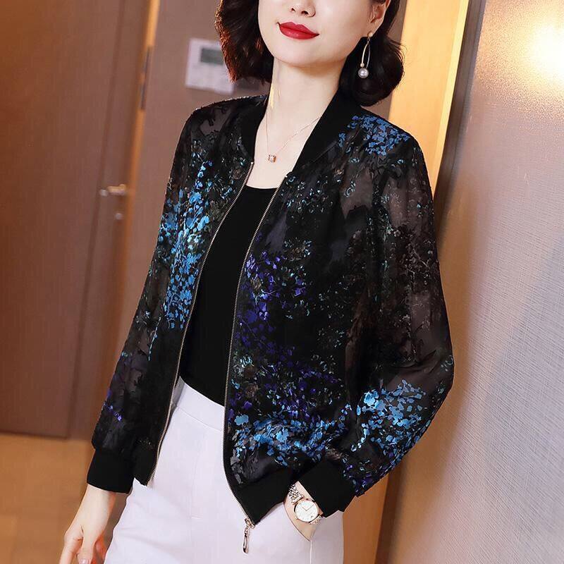 Chiffon Sunscreen Women Summer Plus Size Short Coat Baseball Uniform