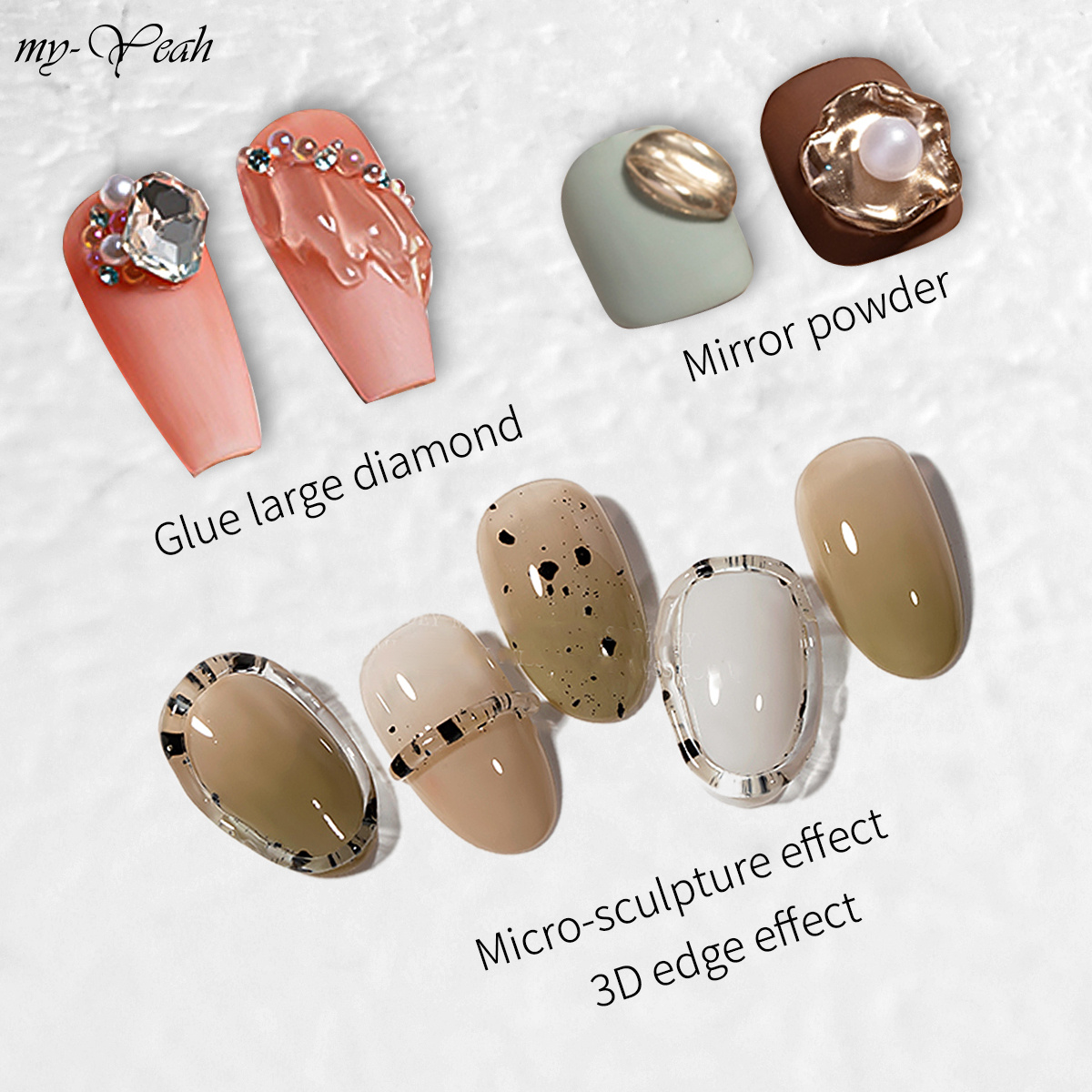 Gel Building Powder Myyeah 8g Nail Semi-solid Stuck Drill Gel Extend Rhinestone Soak Off ...