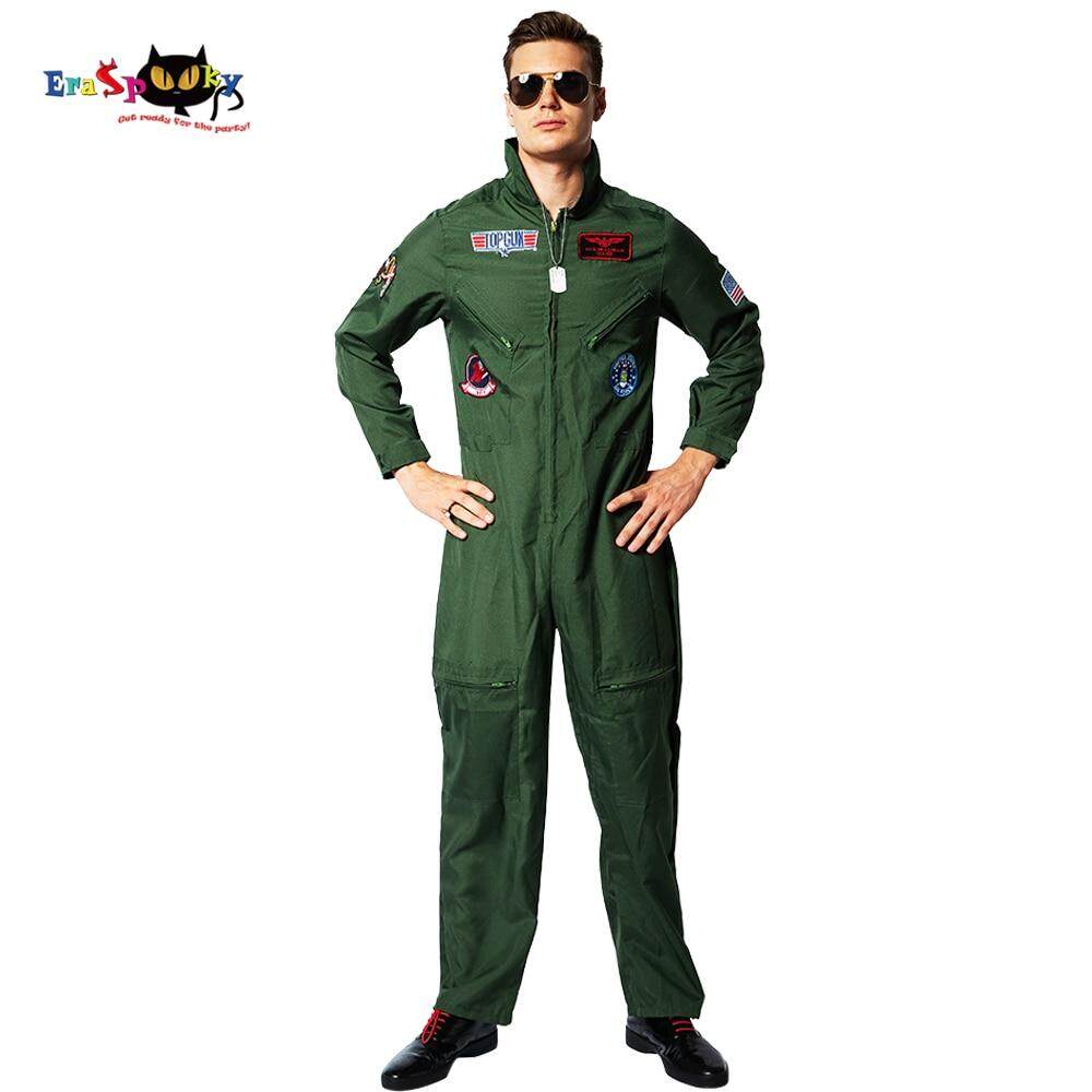 2019 American Airforce Uniform Army Green Military Pilot Cosplay Halloween Costumes For Men Adult Spaceman Jumpsuit