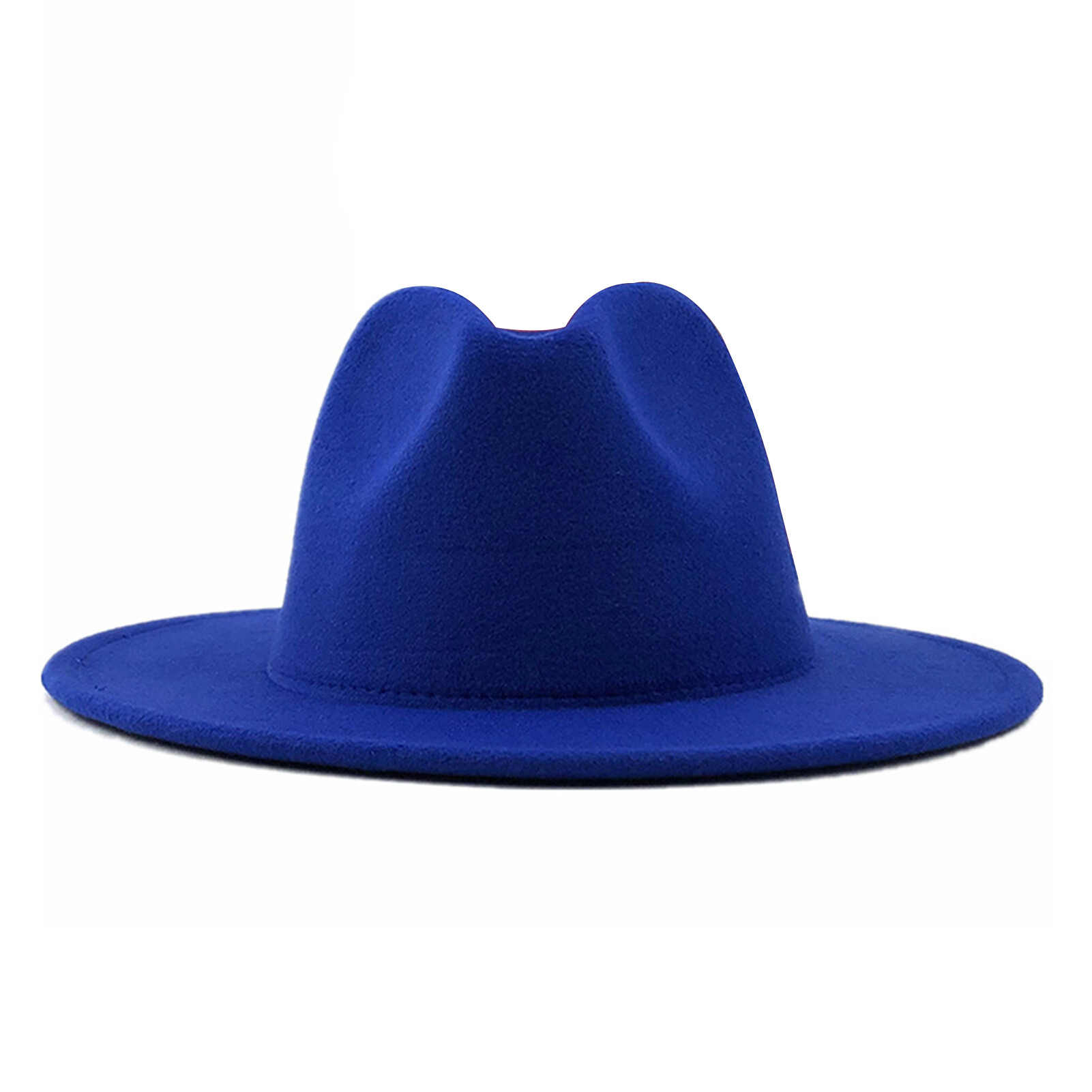 Seafeel Wide Brim Solid Color Simple Felt Hat Unisex Ethnic Style Imitation Cashmere Jazz Hat Clothing Accessories