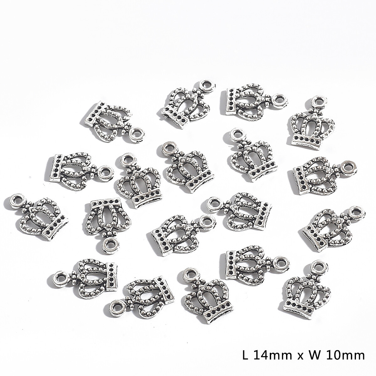 20-50Pcs Tibetan Antique Silver Alloy Pendants Crown Beads Charms For Diy Earrings Keychains Jewelry Findings Accessories