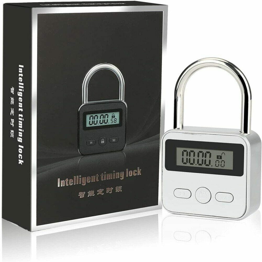 Timing Padlock Metal Timer Lock 99 Hours Max Digital Electronic Heavy Duty