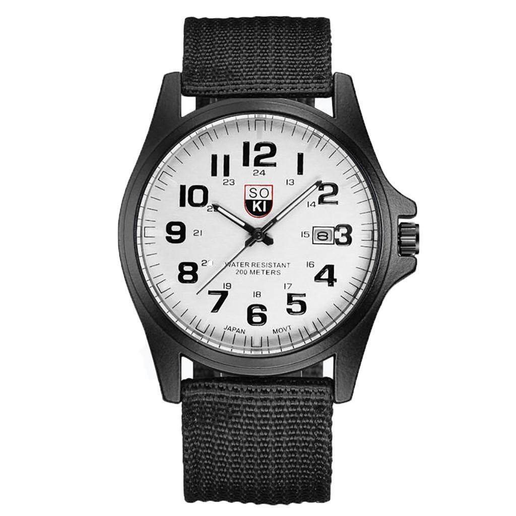 Malloystore SOKI Fashion Mens Military Watch Woven Nylon Belt Calendar Quartz Watch No Brand Malaysia
