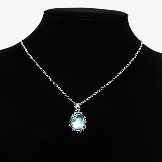 Bohemia Water Crystal Gemstone Pendant Necklace Artificial Gems Vintage Alloy Rattan Women Necklaces Girls Waterdrop Stone Necklace