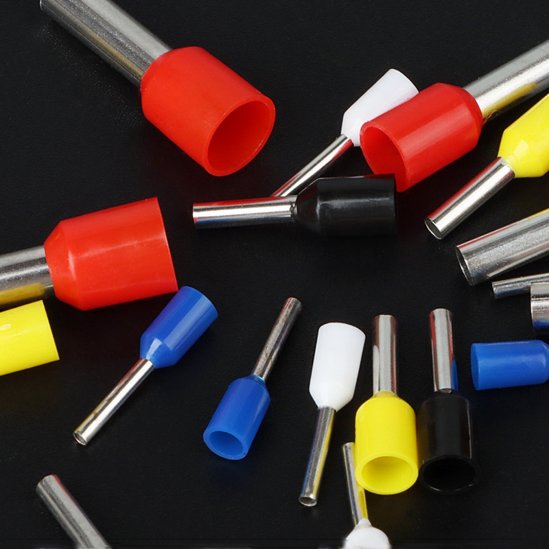 100pcs dây điện Conector đầu nối uốn dây ferrule đầu nối dẫn điện Cáp thiết bị đầu cuối crimps cách điện loại