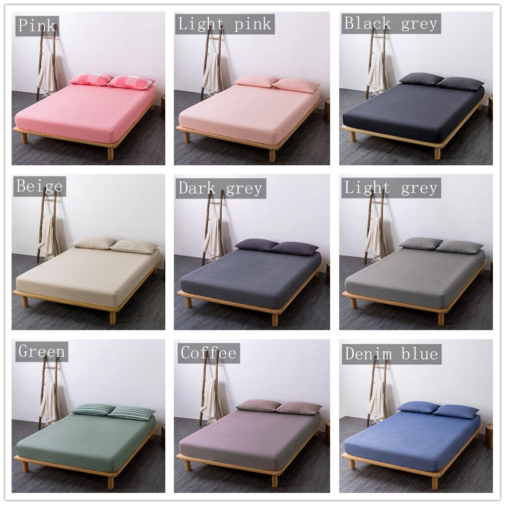 1 Ga Trải Giường Bằng Cotton Trơn Vừa Vặn Cỡ Queen King