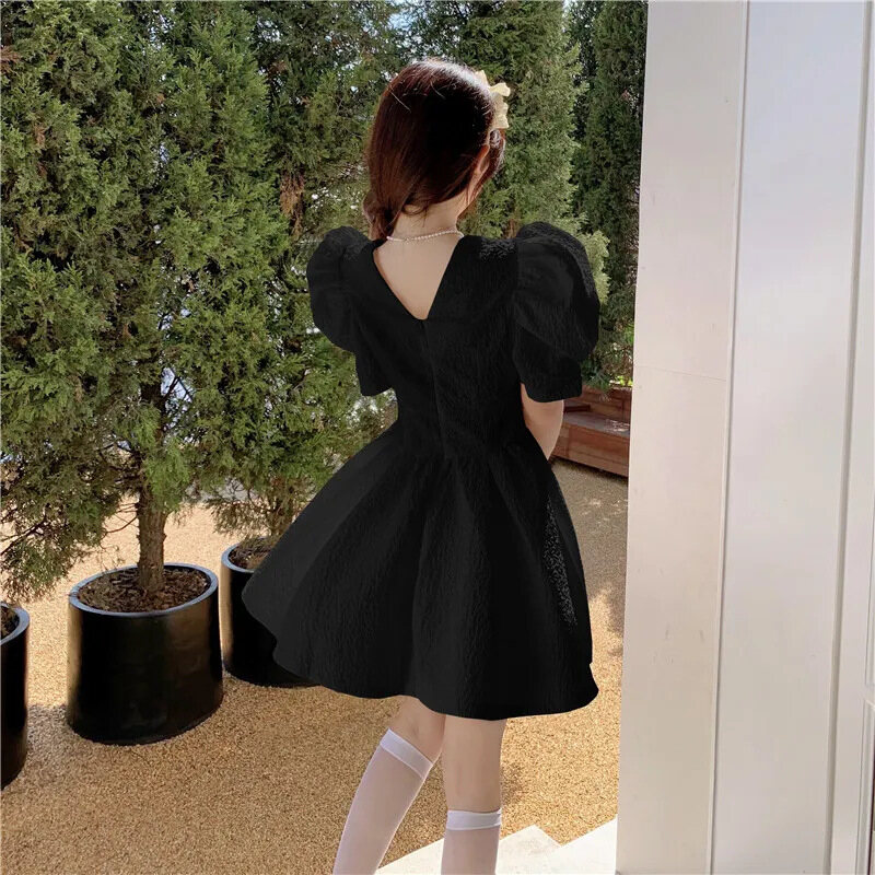 DUOHANZI Đầm Nữ Kiểu Pháp mới Đầm Cổ Thắt Eo Cổ Chữ V