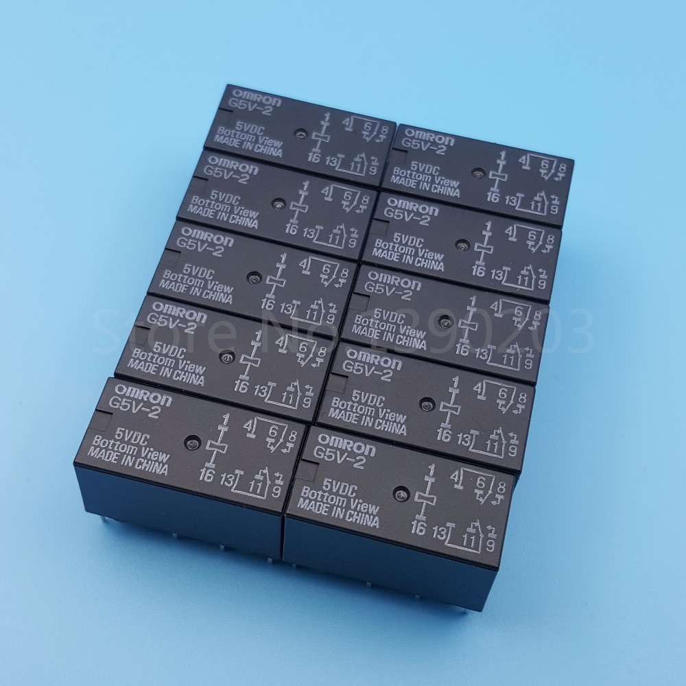 10-Pack Omron G5V-2 12VDC Signal Relays - DPDT, 8-Pin PCB Mount