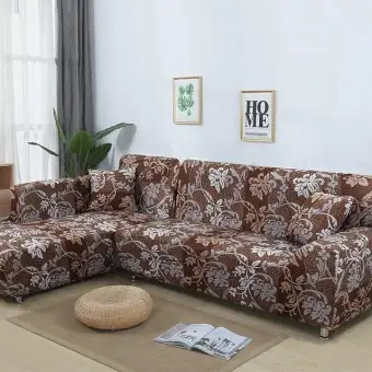 2 Pieces Cover For L Shaped Sofa Sectional Couch Slipcover Elastic L Shaped Sofa Sectional Couch Slipcover