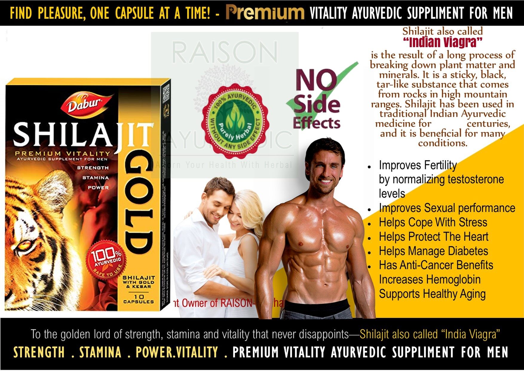 Dabur Shilajit Gold For Erectile Dysfunction Dabur Shilajit Gold Capsules - STRENGTH . STAMINA.POWER. PREMIUM