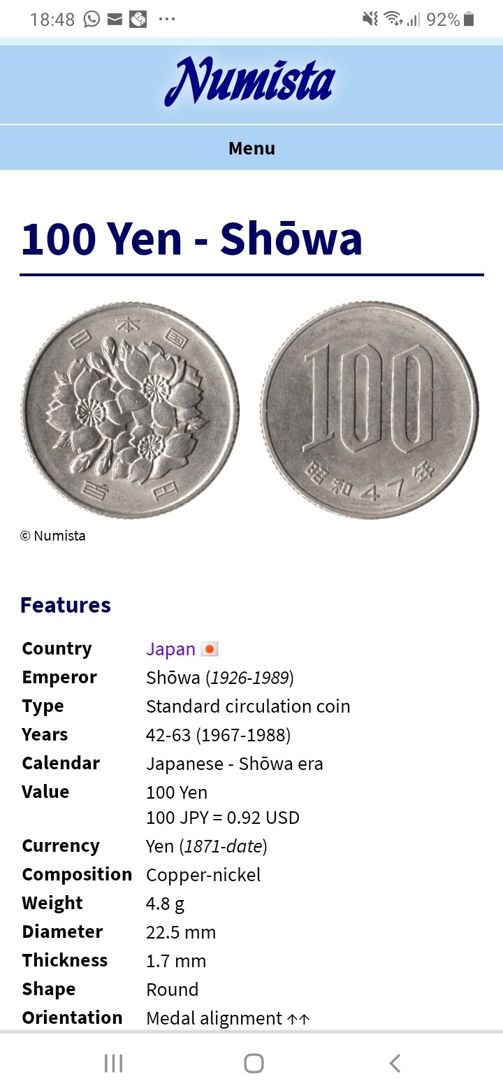 Vintage Japanese Showa Sakura 100 Yen 1967 - 1972 ( 4 Coins ) | Lazada