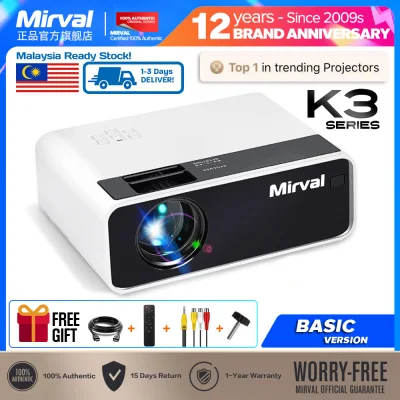 【2021 new】Mirval K3 LED Mini Portable 1080P Projector WiFi Wireless Mirroring For Phone Android System 2800 Lumens 4K Home Theater Projectors