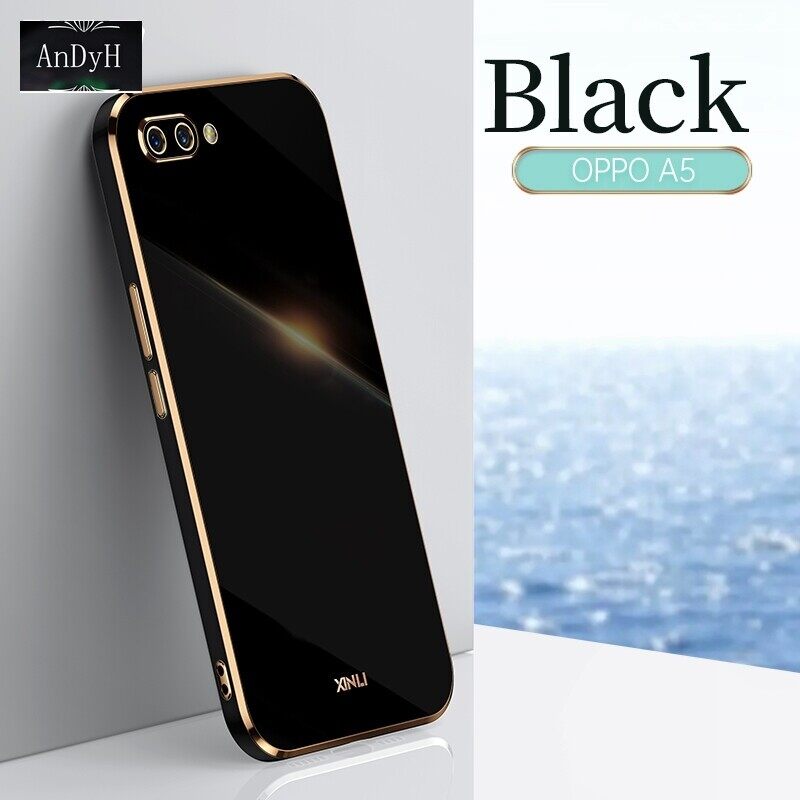 AnDyH Plating phone Case For OPPO A3S A12E Realme C1 casing,Precise Camera Protection cases Luxury Straight Edge Cover