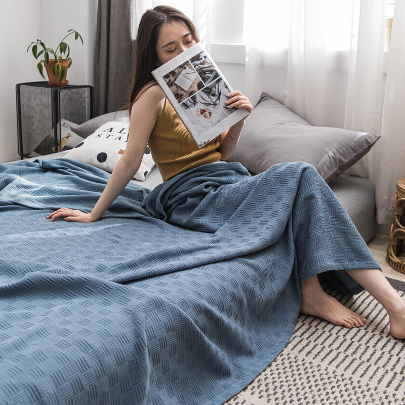 Solid Color Cotton Thread Blanket High Quality Air Conditioning Blankets Home Sofa Blanket Summer Bedspread