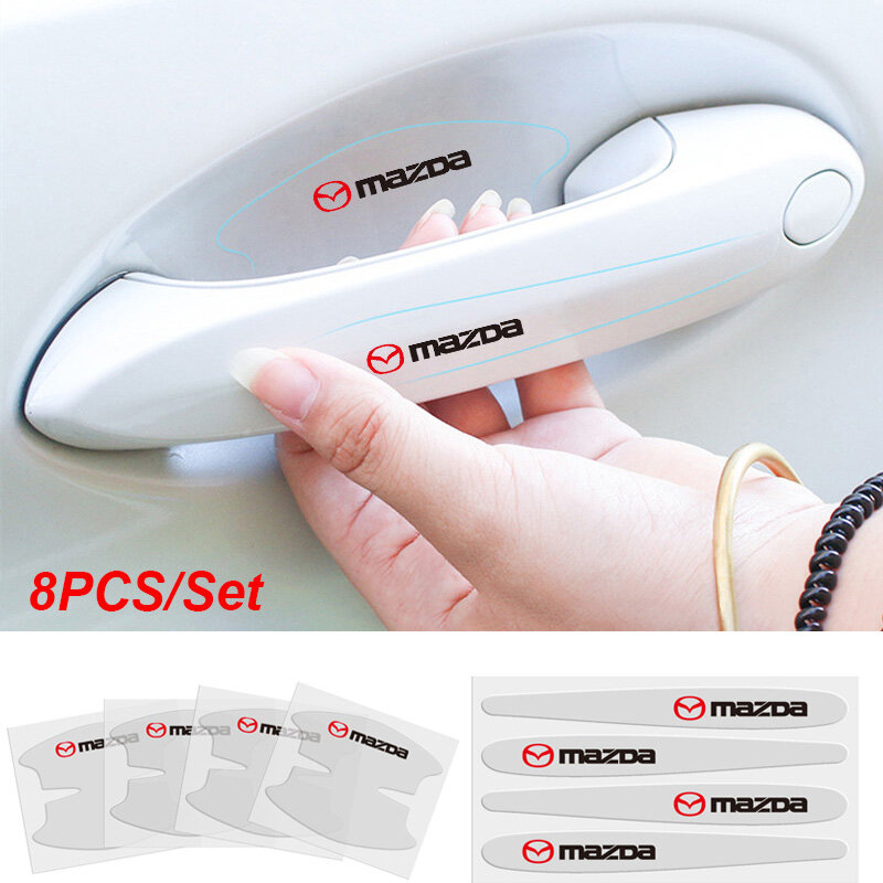 8PCS/Set Transparent Car Door Handle Bowl Sticker Auto Handle Anti-collision Protection Strip for Mazda 2 3 5 6 323 626 RX8 RX7 MX3 MX5 CX9 CX7 CX5 Atenza Axela Speed