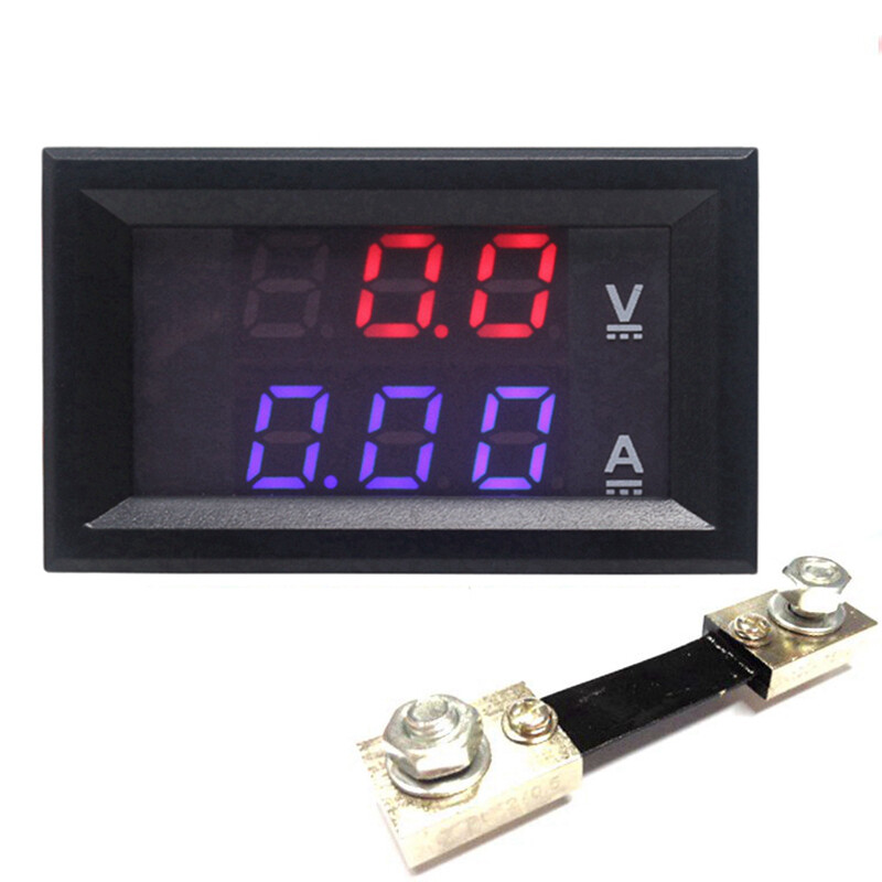 2PCS Digital Voltmeter Ammeter DC 0-100V 10A 50A 100A Dual Display Voltage Detector Current Meter Panel Amp Volt Gauge