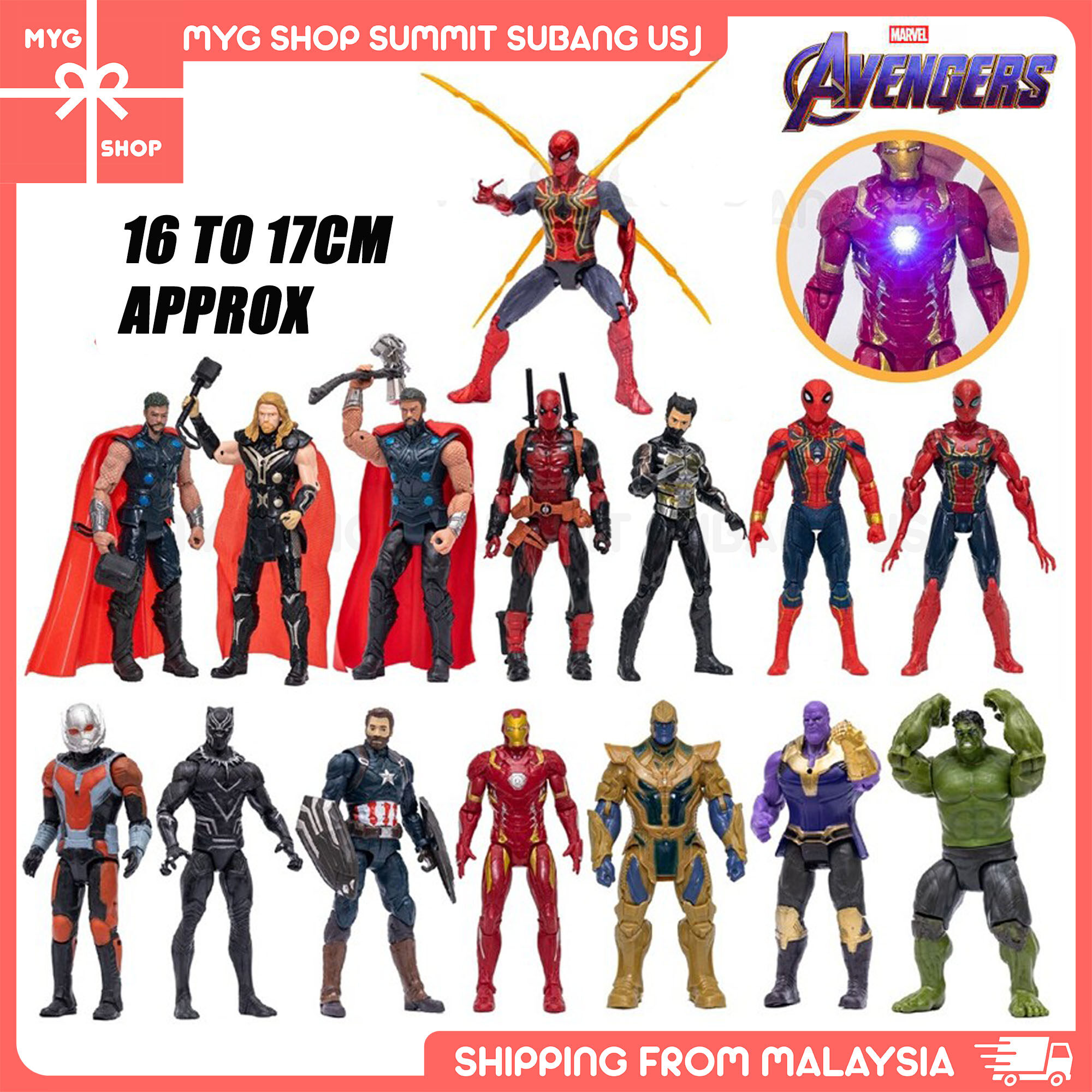 OEM Marvel Avengers Infinity War Spiderman Ironman Thanos Thor Captain America Action Figure Toys Gift Cake Topper Collection Collectibles Lazada