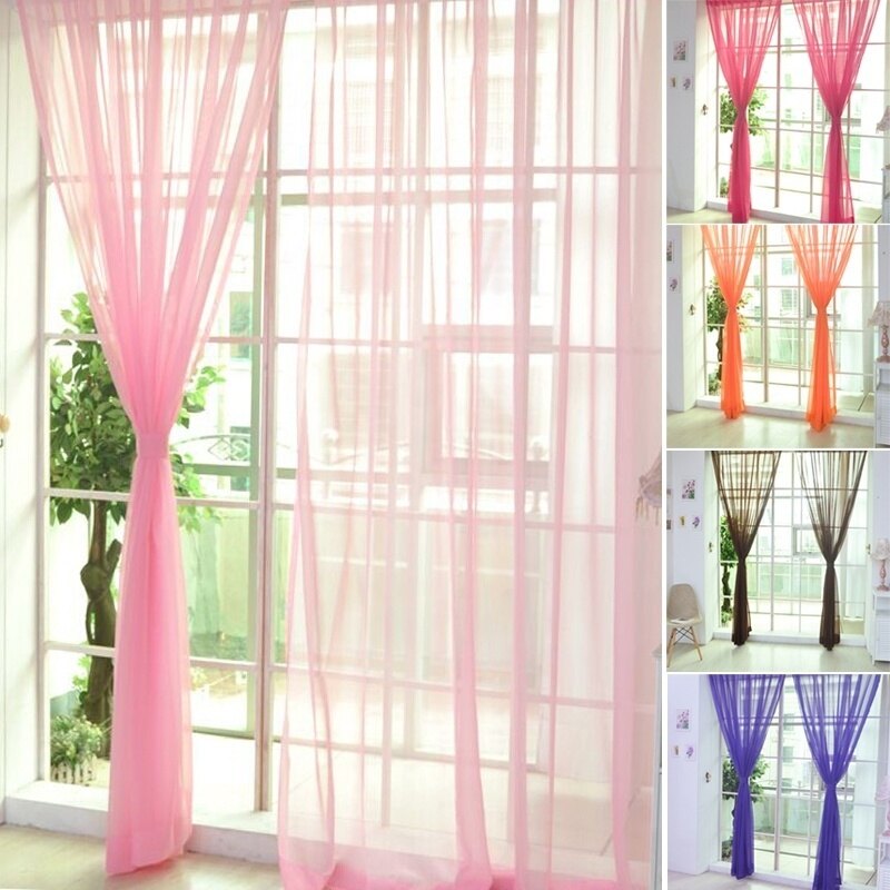 LALANG Colorful Floral Tulle Door Window Curtain Sheer Valances Scarf New