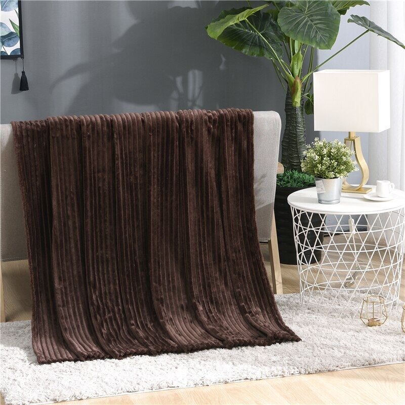 Super Soft Quilted Flannel Blankets For Beds Solid Striped Mink Throw Sofa Cover Bedspread Winter Warm Blankets120x200/200x230cm