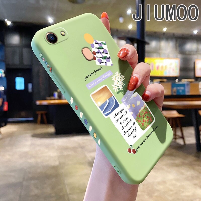 JIUMOO Case For OPPO F5 Youth F7 Pro Case With literature art New Design Side Phone Case Square Edge Pattern Silicone Casing Full Cover Camera Shockproof Soft Protection Cases Boys Girls