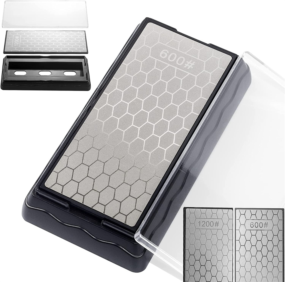 Honeycomb Type Whetstone Diamond Sharpener Double-Side Diamond Sharpening Stone #400/#600/#1000/#1200 Grit Cutter Chisel Planer Kitchen Grit Chef Cutlery Blades Grinding w/ Anti-skid Base