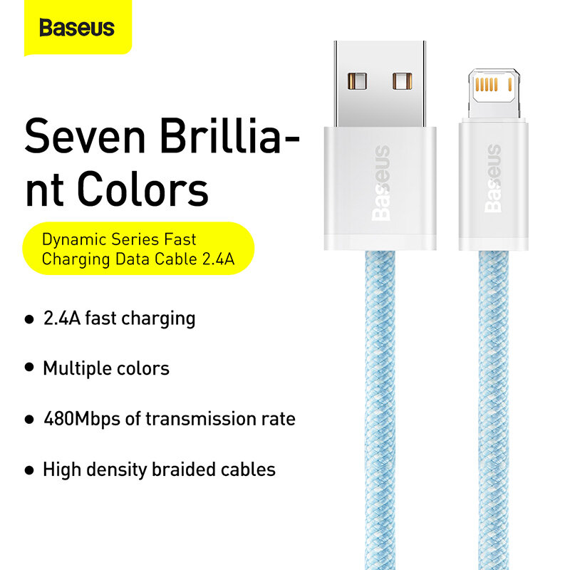 Baseus Cáp USB Nhiều Màu 2,4 A Cho iPhone 13 Pro Max Cáp Sạc Nhanh Cho iPhone 12 11 X XR Cáp USB Type C Dữ Liệu