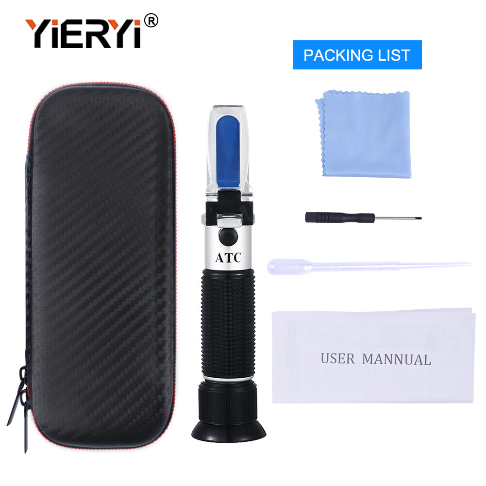 Yieryi 0-32% Brix Refractometer sugar Refractometer Ror Brix Sugar Beer ATC Optical Test Meter With Leather box