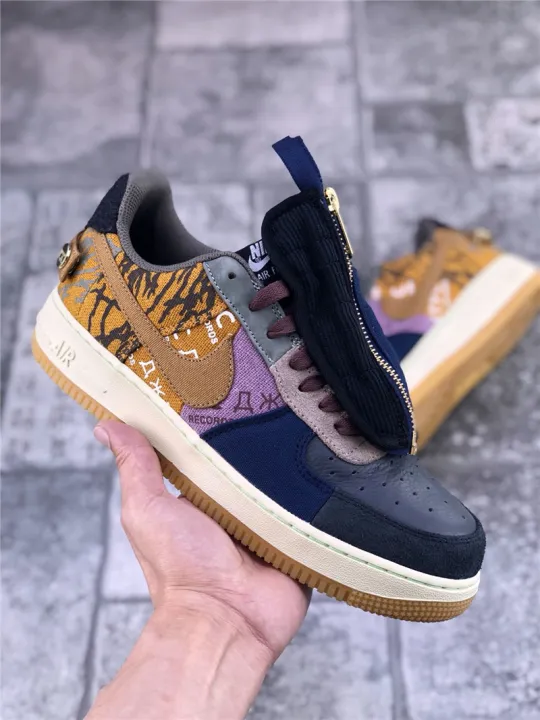 Travis Scott X Nike Air Force 1 Low Zipper Original Mens Womens Running Shoes Shoes Stability Breathable Basketball Shoes Sneakers Lazada