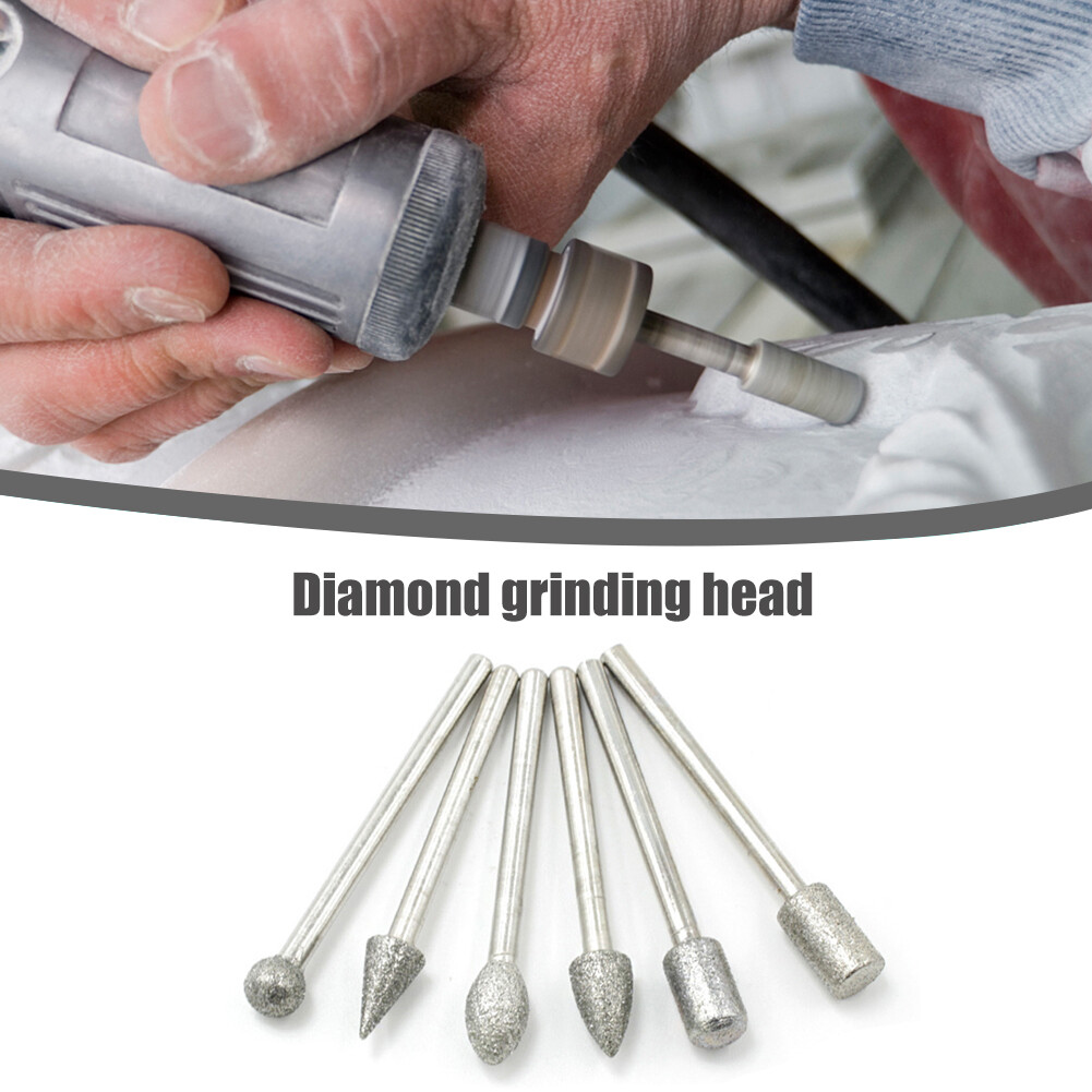 20pcs Diamond Grinding Heads 3mm Shank Mini Bit Set for Rotary Drill Tool