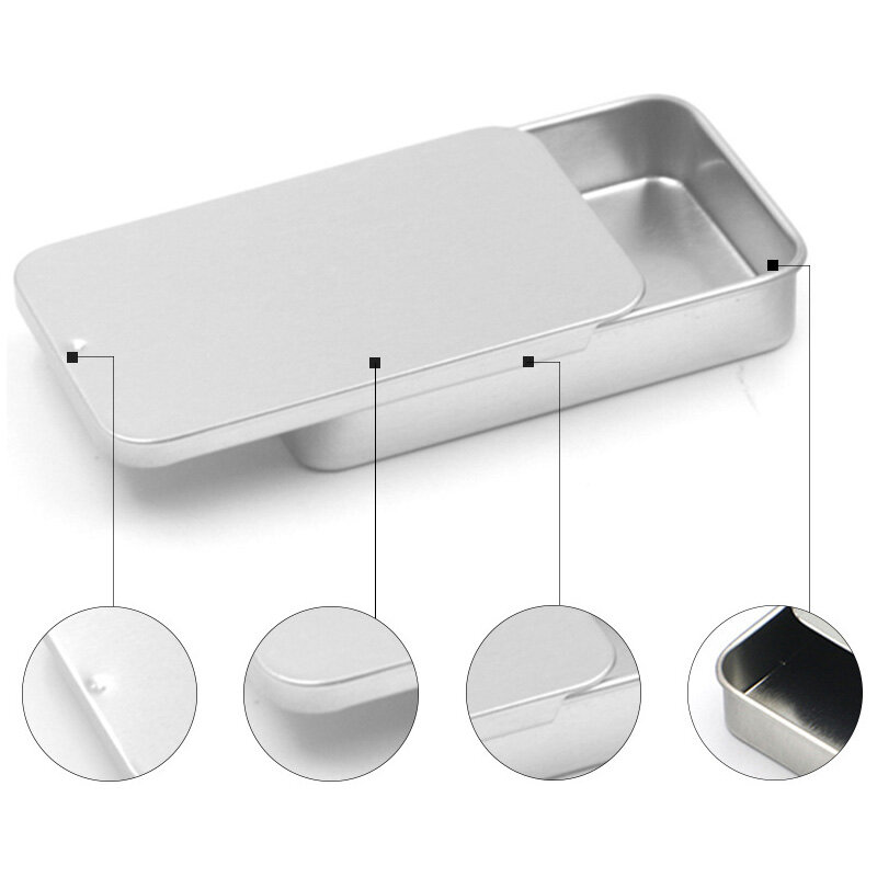 1 Cái Hộp Đựng Đồ Đẩy Bằng Thiếc Hình Chữ Nhật Nhỏ Lọ Thiếc Rỗng Bằng Kim Loại Hộp Đựng Nắp Trượt Hộp Đựng Thuốc Viên Kẹo Hộp Đựng Đồ Mini Cầm Tay