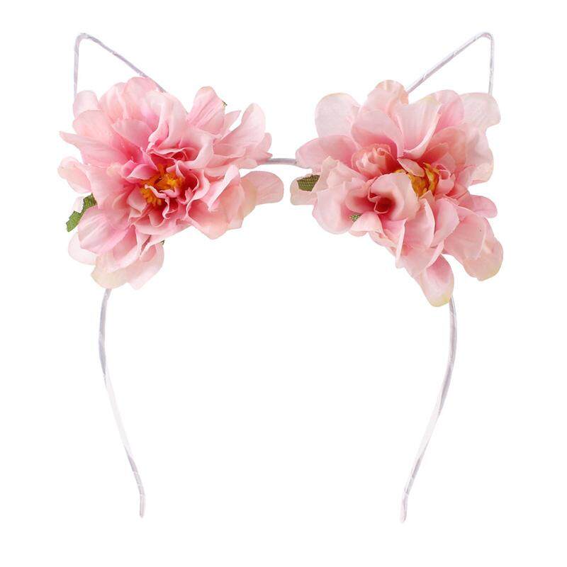 Giá bán ❤️Cutiebaby Bãi Biển Ngày Lễ Kid Nữ Tai Mèo Dễ Thương Băng Đô Quấn Tóc Vải Hoa Tóc Khóa Hairwear