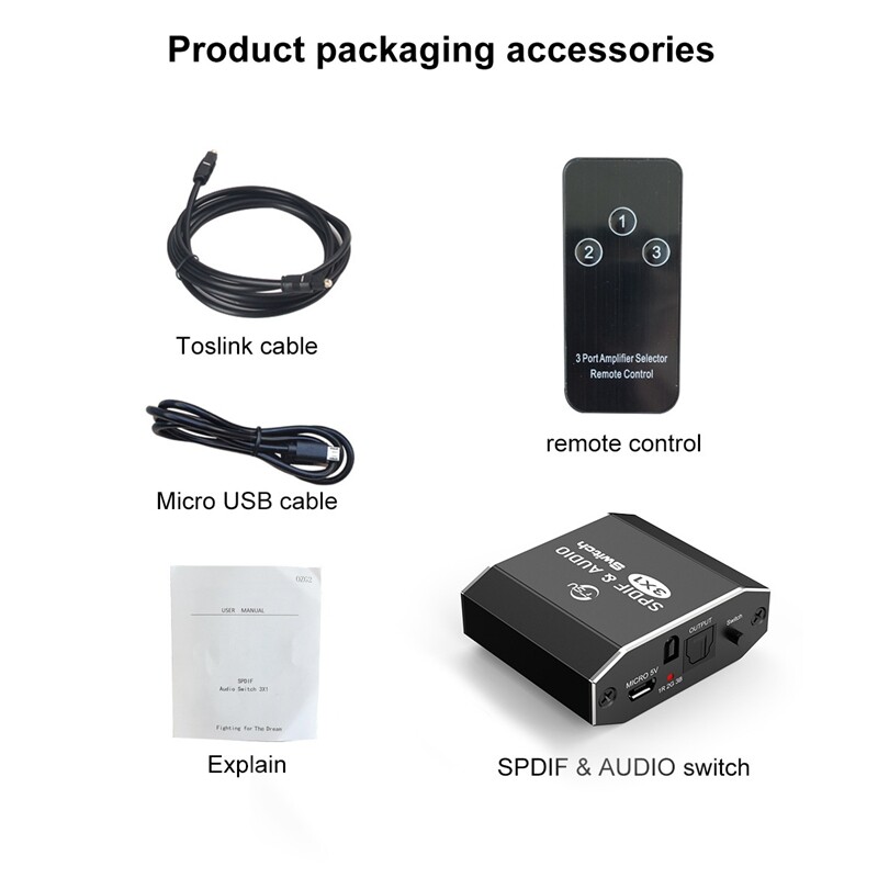 FSU Spdif & Audio Switch 3 in 1 Out Optical Splitter Toslink Digital Optical Audio Switch 3X1 Adapter for Hdtv Dvd Ps4 Xbox