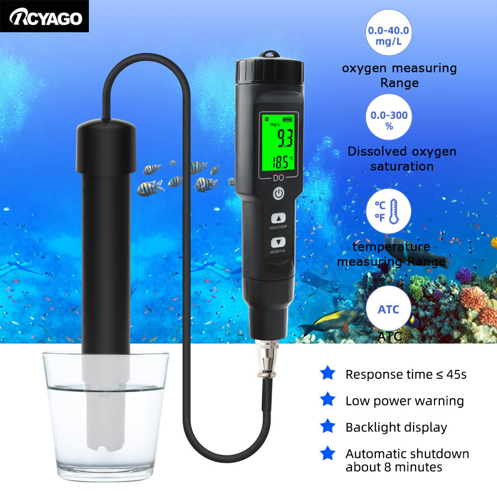 RCYAGO Portable Dissolved Oxygen Detector and Temperature Meter Fish