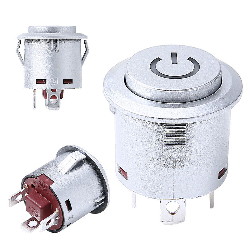 BOKALI 1 Cái 12V 22 Mét Xanh LED Autolock Power Button Push Button ON/Off Chuyển Latching