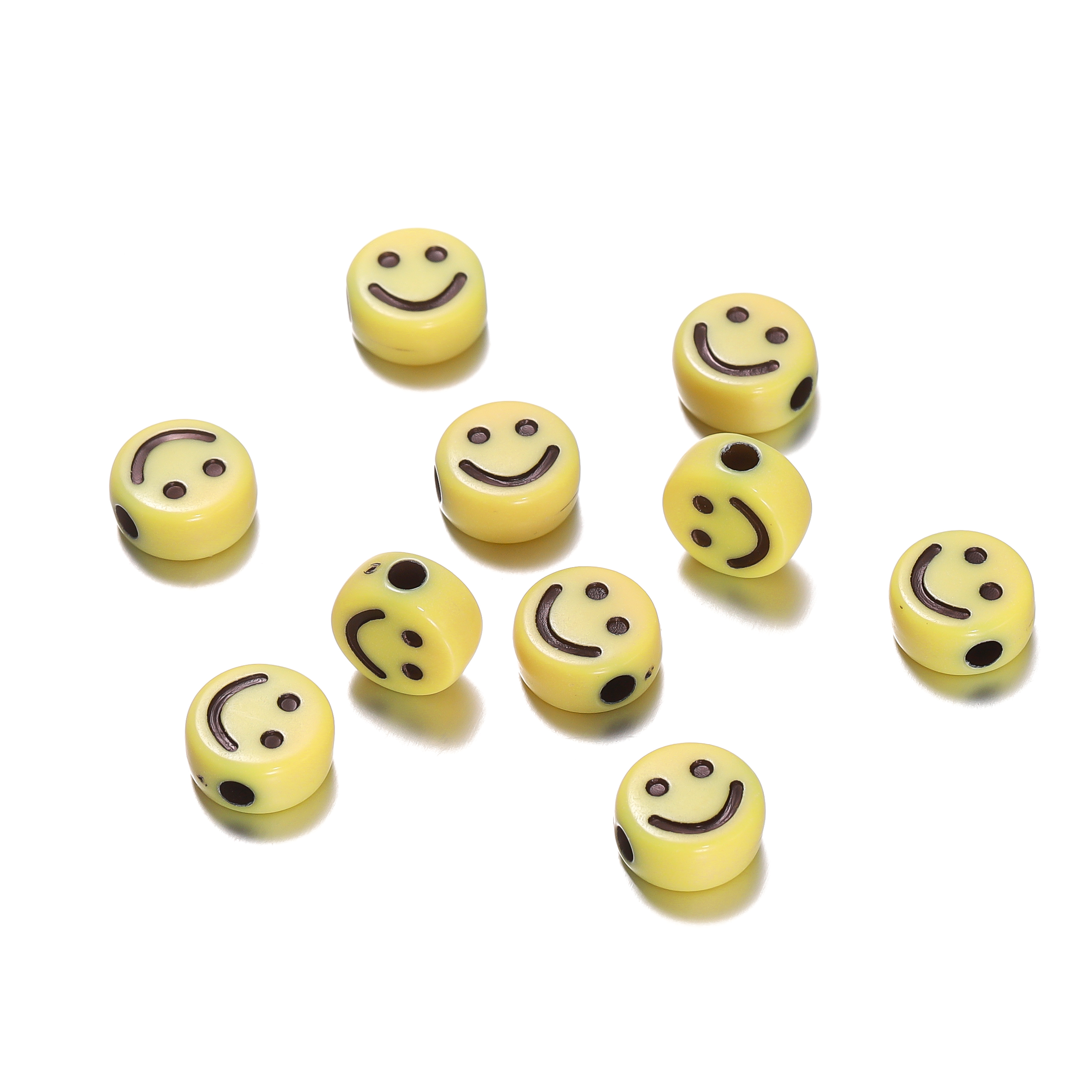 St.kunkka 50pcs 9.5mm Round Smiley Face Beads Colorful Acrylic Beads For DIY Jewelry Making Bracelet Necklace