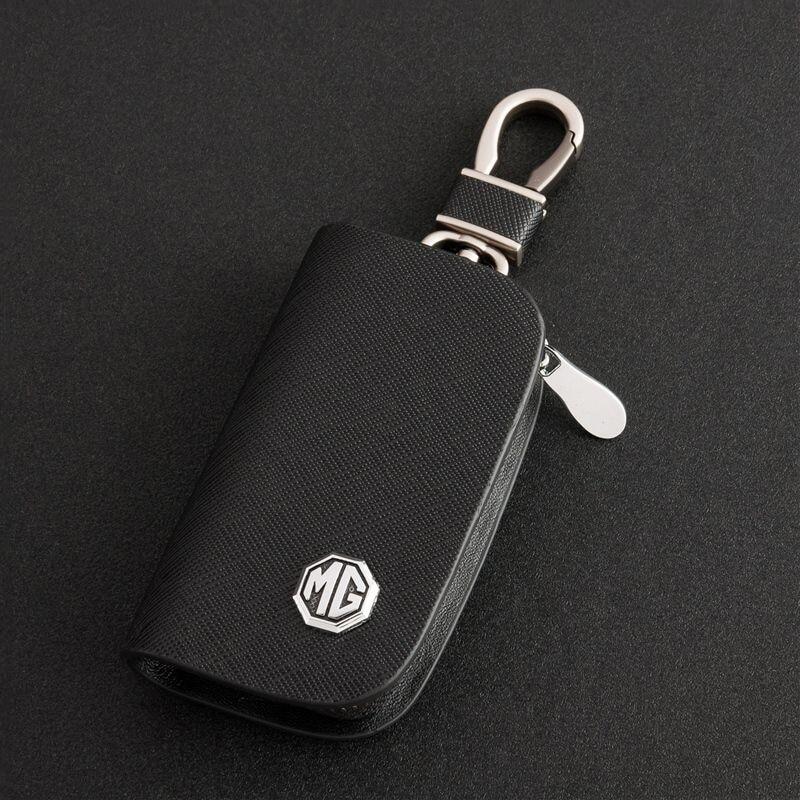 Leather Car Key Case For MG ZS 2021 MG3 MG5 MG6 MG HS Keychain With MG Logo Key Cover Housekeeper Car Accessories