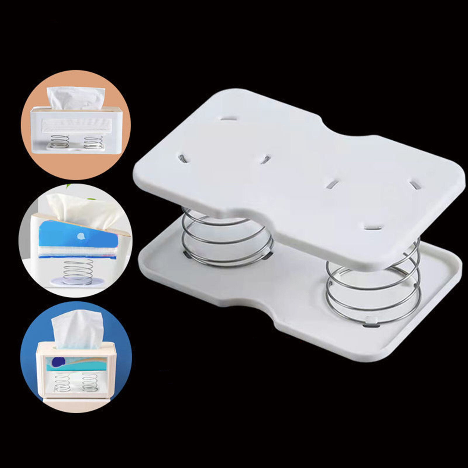 Tissue Box Spring Holder, Tissue Box Spring Support Automatic Lifting Lightweight Strong Load Bearing Capacity for Kitchen