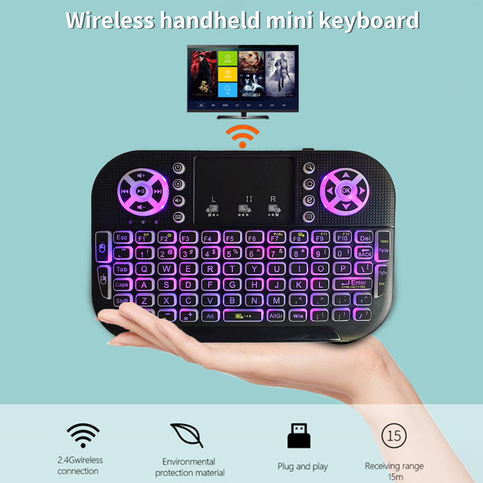 Bàn Phím Mini A8 Bàn Phím Mini Không Dây Tương Thích Bluetooth 2.4G Có Đèn Nền Cảm Ứng Với Bàn Di Chuột Cho TV Box Thông Minh Bàn Phím Cầm Tay Thoải Mái