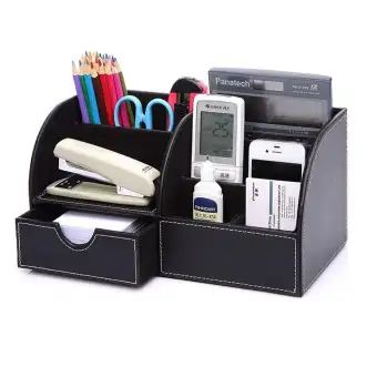 Goodgreat Multi Function Pu Leather Desk Stationery Organizer