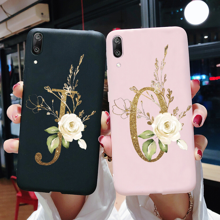 For Huawei Y7 Pro 2019 Phone Case Matte Black Cute Letters Cover For Huawei Y7Pro 2019 Soft Protective Case