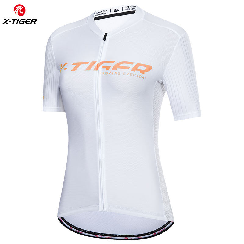 X-TIGER Cycling Jersey Women Short Sleeve MTB Full Zipper Road Bike Shirts Non-Slip Summer Mountain Bike Women's Jersey